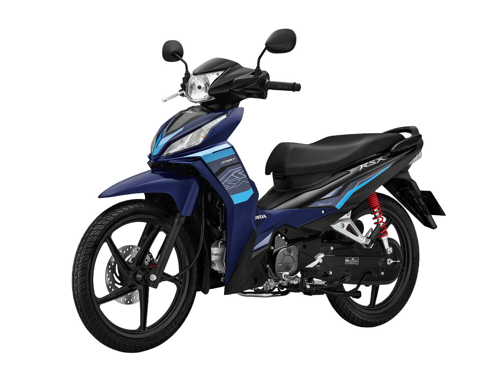 Wave RSX phiên bản Thể thao, màu Xanh đen, góc 3/4 trái
